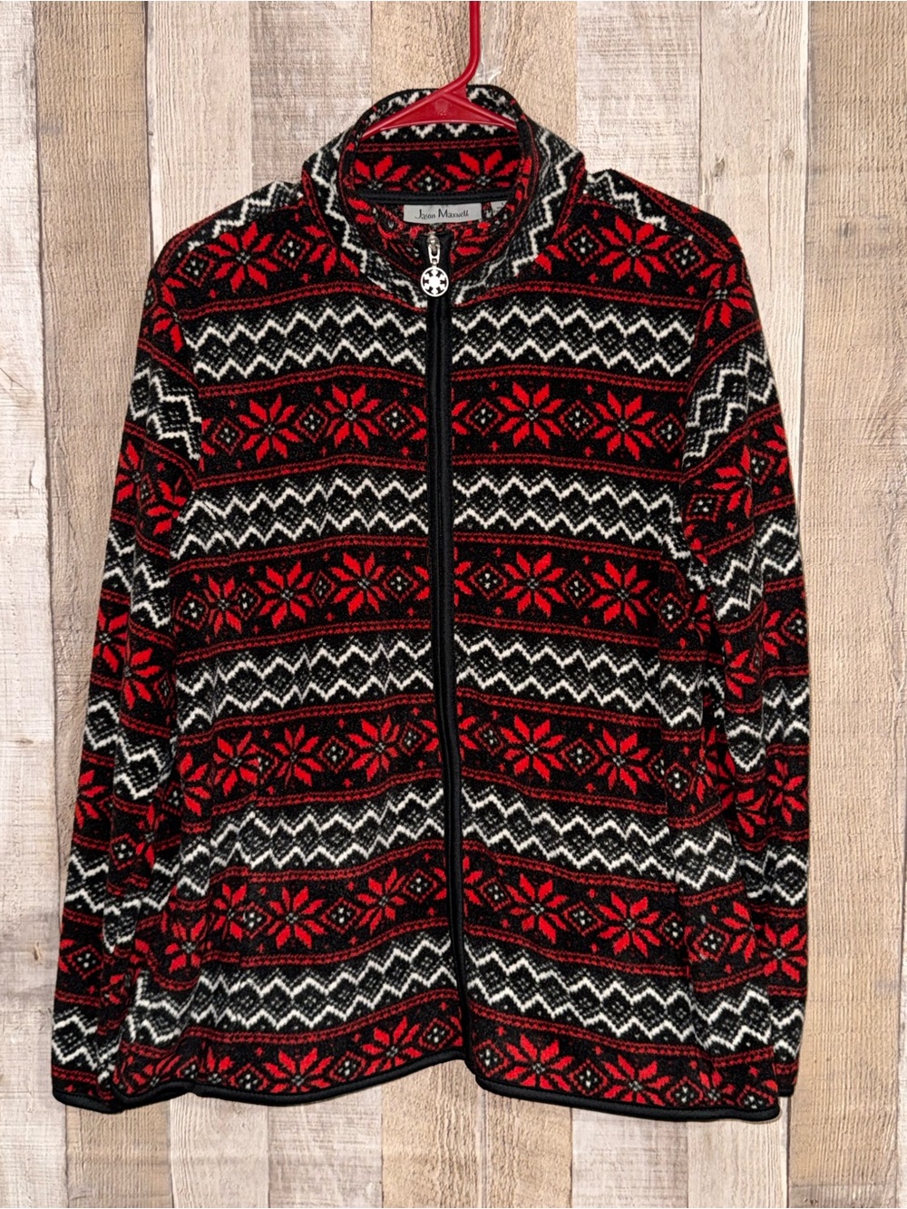Jason Maxwell Red and Black Patterned Kids Zip-Up Jacket